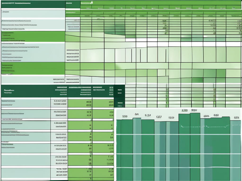 A spreadsheet with various columns of numerical data