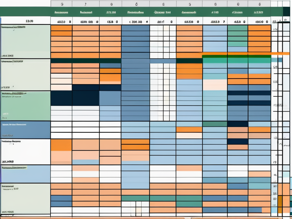 A microsoft excel spreadsheet with cells highlighted in different colors