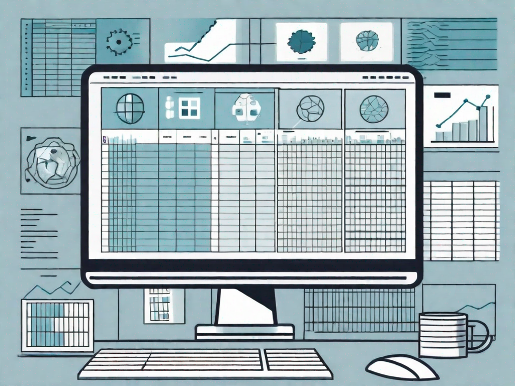 A computer screen displaying an excel spreadsheet with various ai icons and tools hovering over it