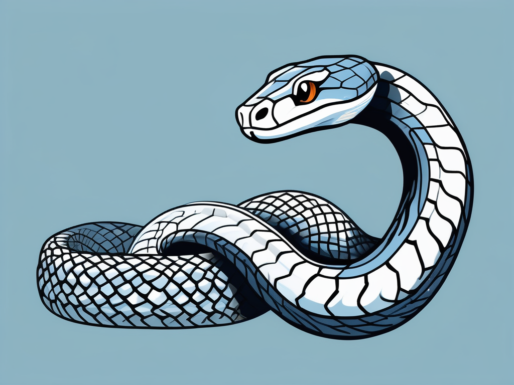 A python snake creatively entwined around symbolic representations of coding elements
