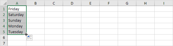 AutoFill Day Names AutoFill Day Names