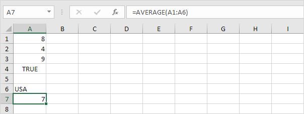 Logical Values Empty Cells and Cells that Contain Text are Ignored Logical Values Empty Cells and Cells that Contain Text are Ignored