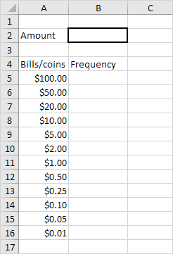 Bills and Coins in Excel VBA Bills and Coins in Excel VBA