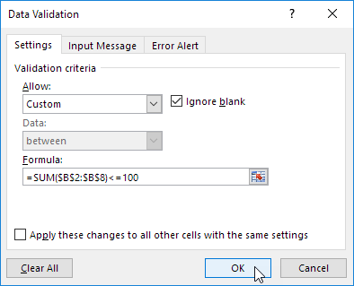 Data Validation Formula Data Validation Formula