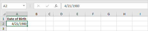 Date of Birth in Excel Date of Birth in Excel