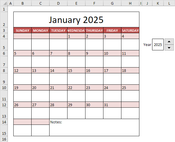 Create a Calendar in Excel - FormulasHQ