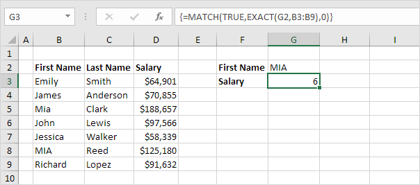 MATCH function MATCH function