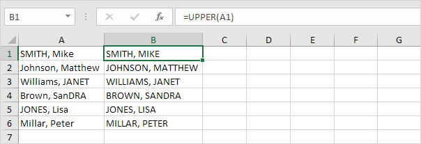 Uppercase in Excel Uppercase in Excel
