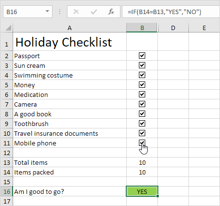 Checklist in Excel Checklist in Excel