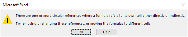 Circular Reference Error Message Circular Reference Error Message