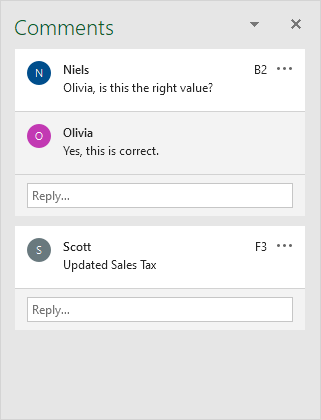 Comments Pane Comments Pane
