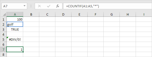 Numbers Booleans Blanks and Errors are Not Counted as Text Numbers Booleans Blanks and Errors are Not Counted as Text