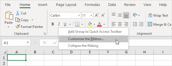 Customize the Ribbon in Excel Customize the Ribbon in Excel