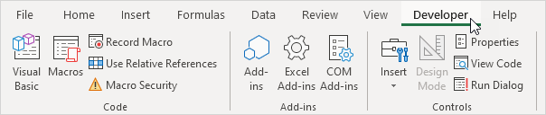 Developer Tab Developer Tab