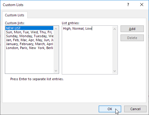 Type List Entries Type List Entries