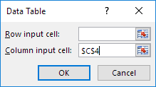 Column Input Cell Column Input Cell