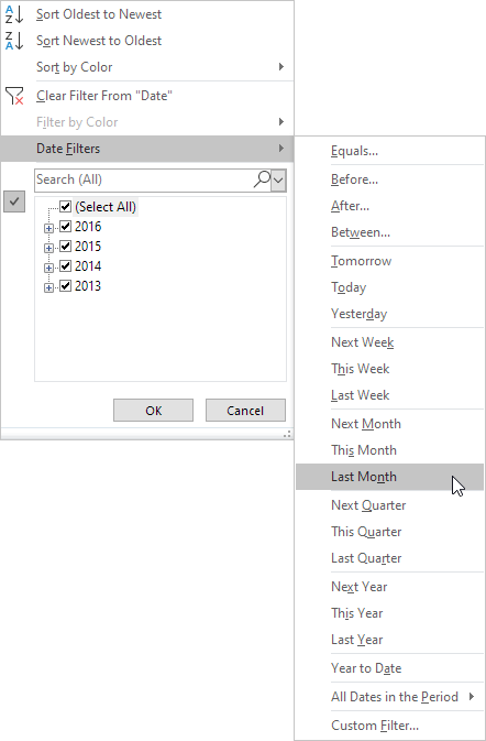 Date Filters in Excel Date Filters in Excel