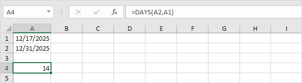 DAYS function in Excel DAYS function in Excel