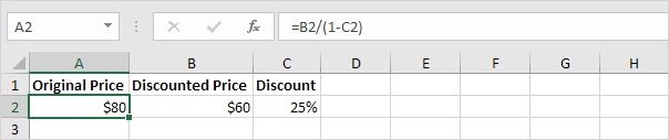 Calculate Original Price Calculate Original Price