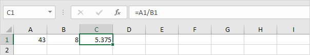 Simple Division in Excel Simple Division in Excel