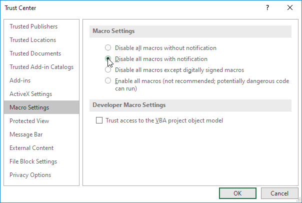 Disable All Macros With Notification Disable All Macros With Notification