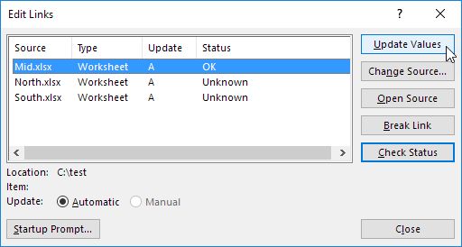 Update Values Update Values