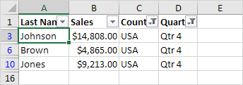 Filter in Excel Filter in Excel