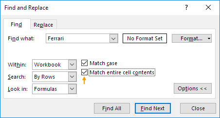 Match Entire Cell Contents Match Entire Cell Contents