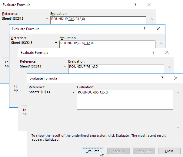 Click Evaluate Four Times Click Evaluate Four Times