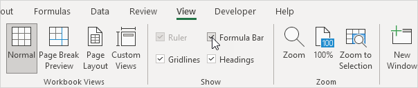 Show the Formula Bar Show the Formula Bar