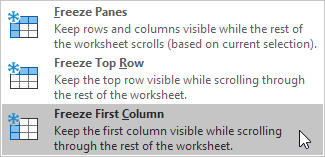 Freeze First Column Freeze First Column