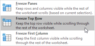 Freeze Top Row Freeze Top Row
