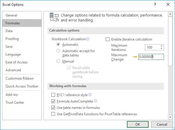 Maximum Change Value Maximum Change Value