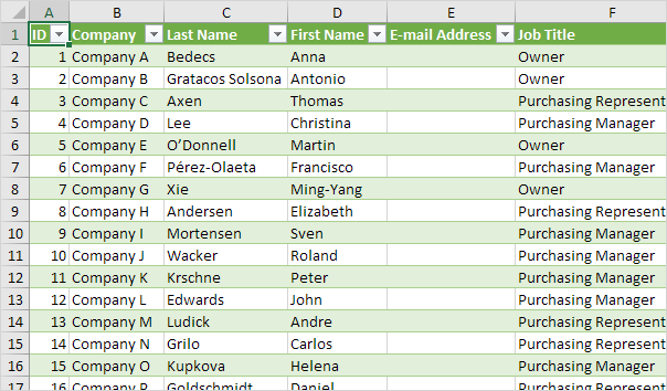 Access Data in Excel Access Data in Excel