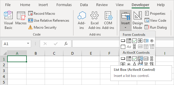 Create a list box in Excel VBA Create a list box in Excel VBA