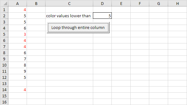 Loop Through Entire Column Result Loop Through Entire Column Result