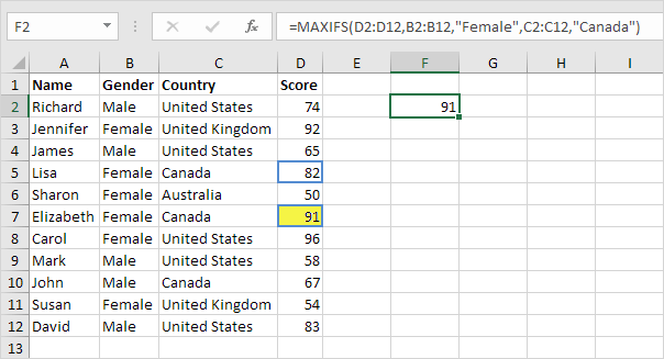 MAXIFS function in Excel Multiple Criteria MAXIFS function in Excel Multiple Criteria