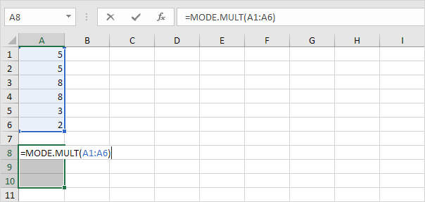 Enter MODE.MULT function Enter MODE.MULT function