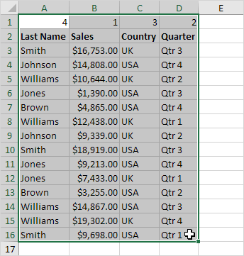 New Order of Columns New Order of Columns