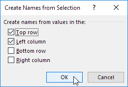 Create Names from Selection Create Names from Selection