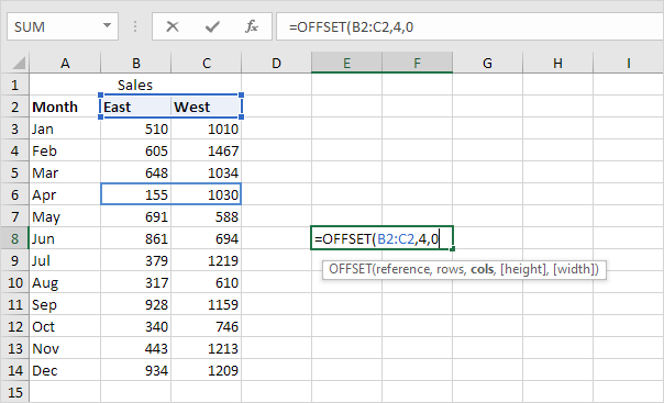 OFFSET as Array Formula Example OFFSET as Array Formula Example