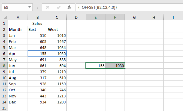 OFFSET as Array Formula Result OFFSET as Array Formula Result