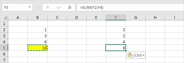 Paste Formulas Result Paste Formulas Result