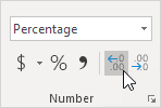 Increase Decimal Increase Decimal