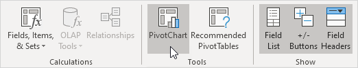 Click PivotChart Click PivotChart