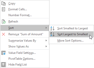 Sort Largest to Smallest Sort Largest to Smallest