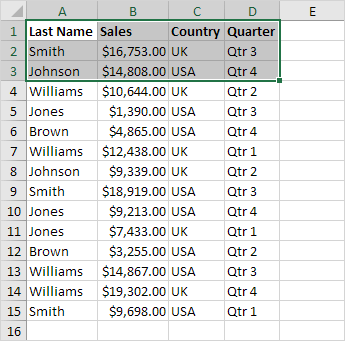 Select Range Select Range