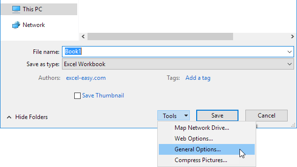 Tools General Options Tools General Options