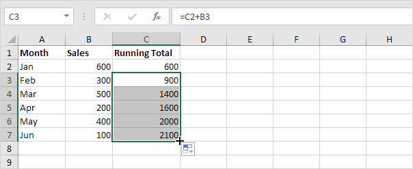 Copy Running Total Formula Copy Running Total Formula
