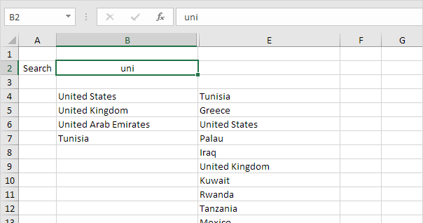Search Box in Excel Search Box in Excel